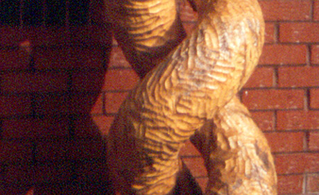 Carved wooden double spiral